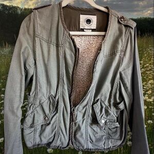 Daughters of the Liberation Crochet Back Military Jacket